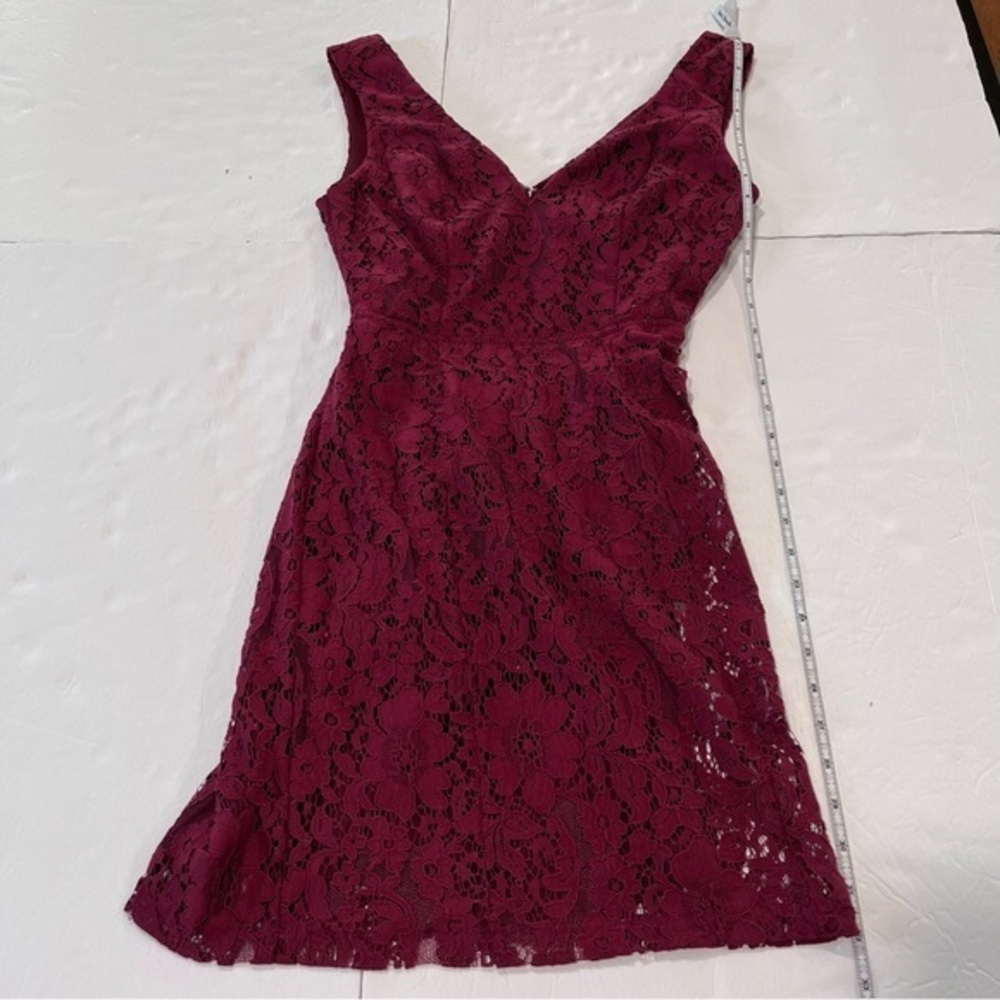 NWT Lulus Nevaeh Burgundy Lace Cutout Sleeveless Mini Dress SMALL - Picture 9 of 11